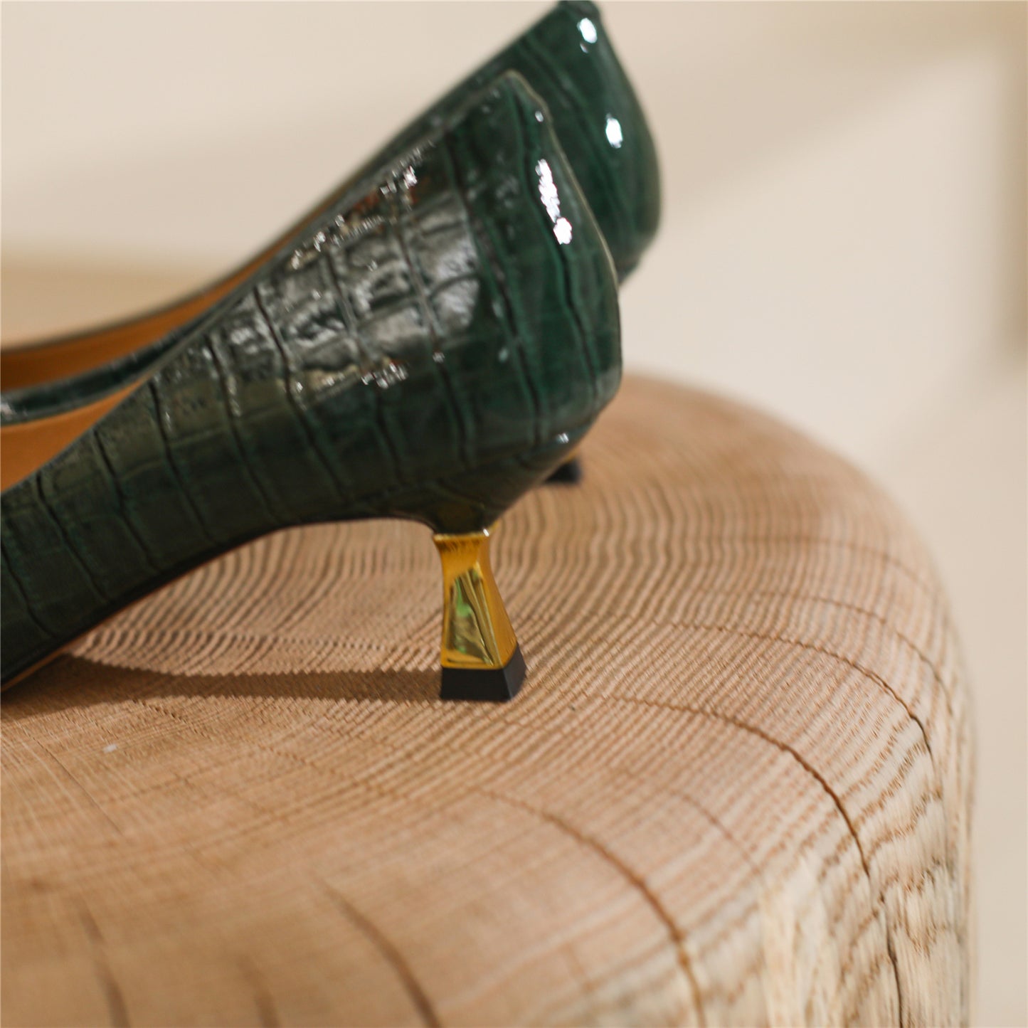 Nine Seven Women's Cap Toe Plaid Patent Leather Handmade Kitten Heel Slip On Chic Pumps Shoes
