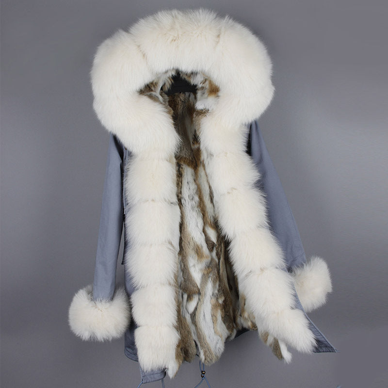 Nine Seven Rabbit Fur Women's Overcoat Winter Parka Coats Customization
