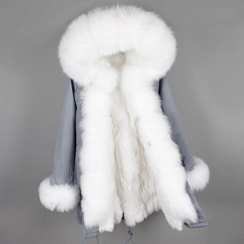 Nine Seven Rabbit Fur Women's Overcoat Winter Parka Coats Customization