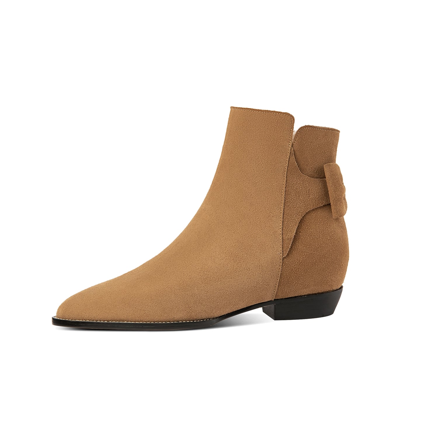 Nine Seven Women's Pointed Toe Suede Leather Handmade Inner Heels Side Zip Up Casual Ankle Boots