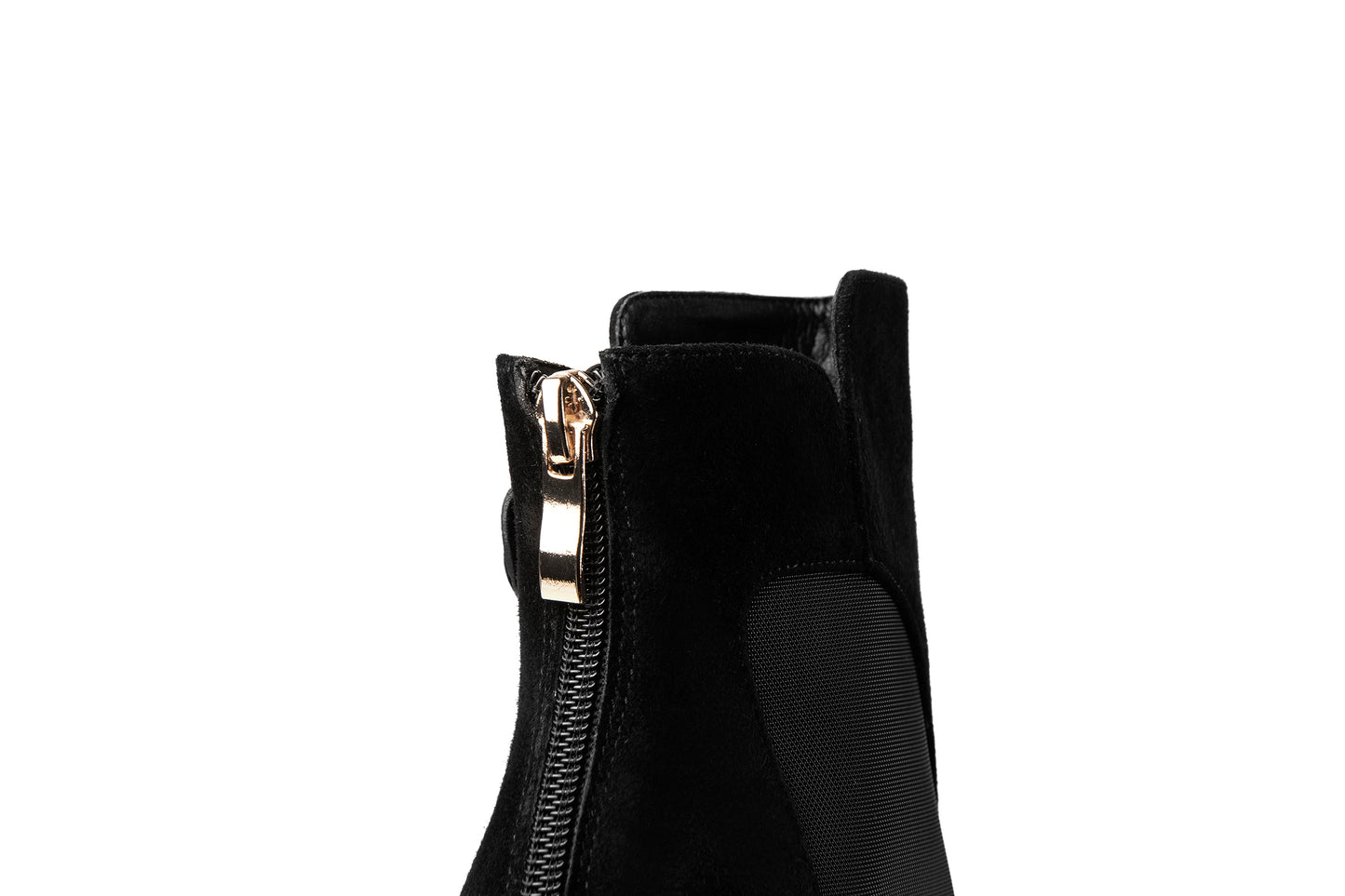Nine Seven Women's Suede Leather Handmade Mesh Spool Heel Back Zip Up Flower Decor Black Summer Ankle Boots