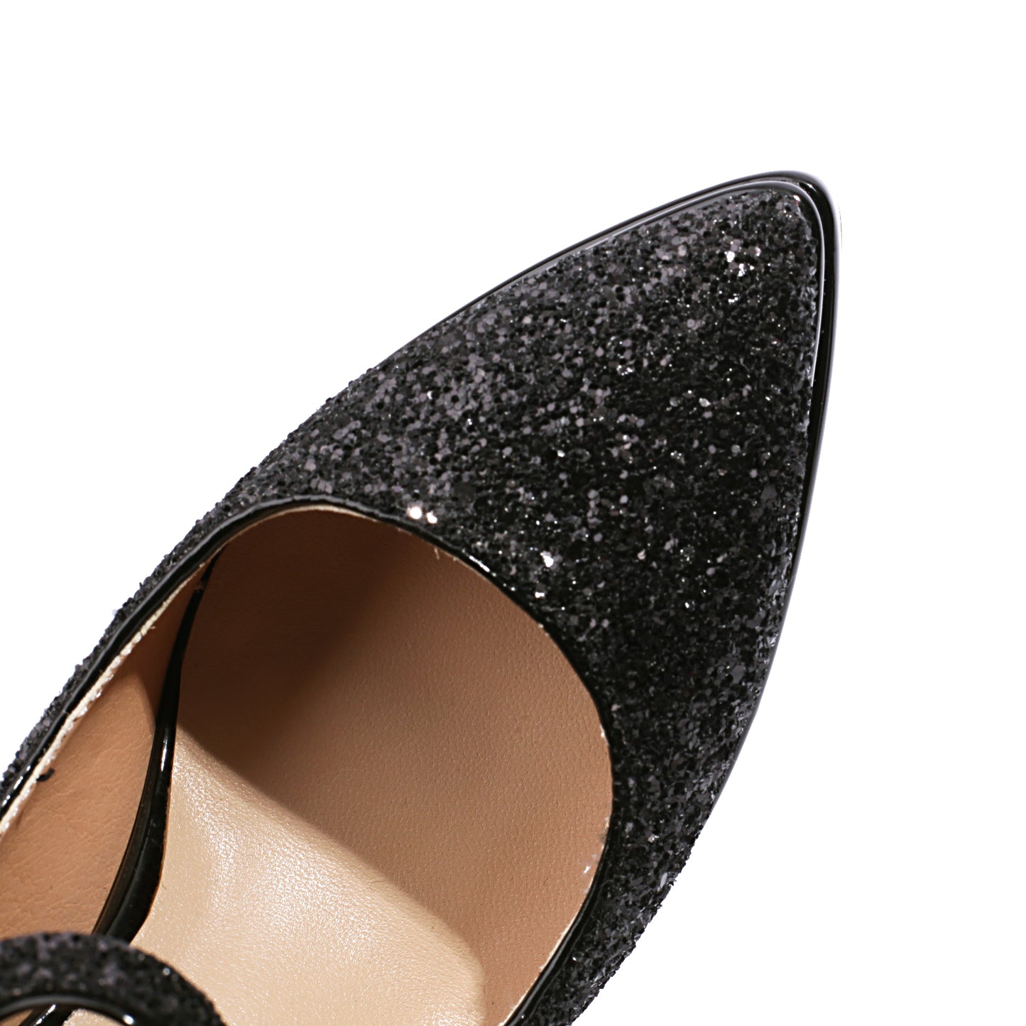 Leather Women's Handmade High Heel Platform Glitter Buckle Mary Jane Pumps Shoes