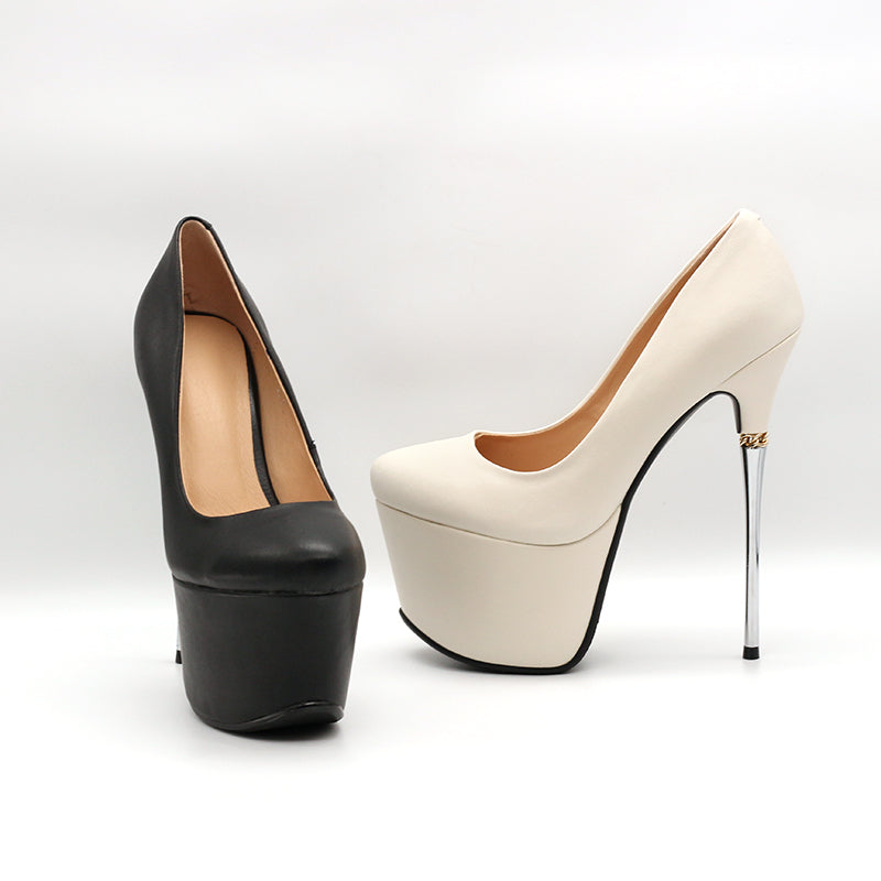 Nine Seven Genuine Leather Women's Pointed Toe Handmade High Stiletto Heel Platform Weeding Pumps Shoes
