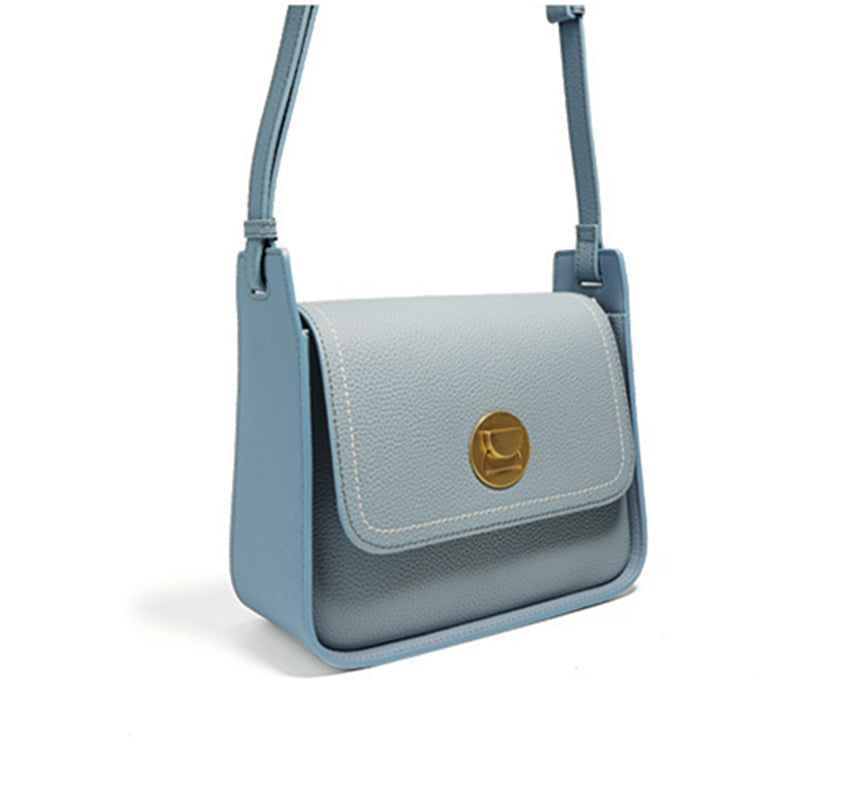 Nine Seven Women's Genuine Leather Handmade Shoulder Bags Solid Color Yellow Blue Bag