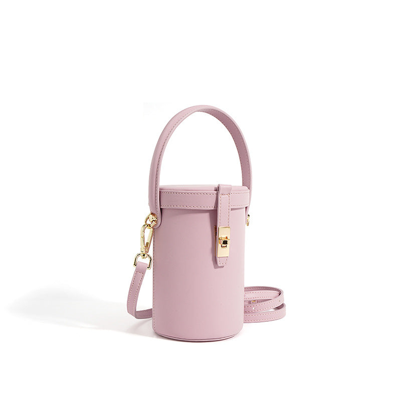 Nine Seven Tote Handbag Genuine Leather Women's Handmade Adjustable Strap Cylinber Crossbody Shoulder Bucket Bags