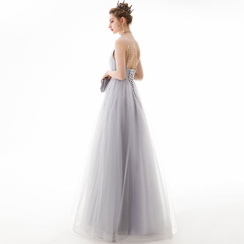 Nine Seven Women's Crystal Appliques Lace Up Evening Party Wedding A-Line Dress