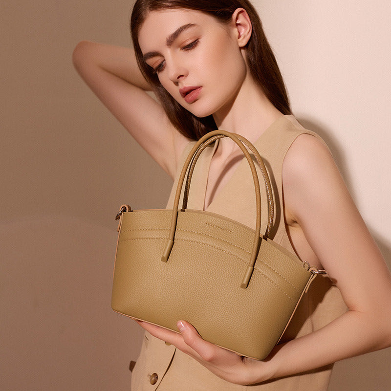 Nine Seven Handbag Genuine Leather Handmade Tote for Women Zip Up Inside Subbag Crossbody Bags with Adjustable Strap