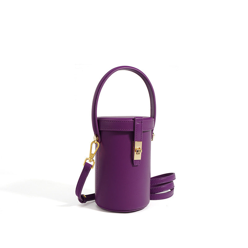 Nine Seven Tote Handbag Genuine Leather Women's Handmade Adjustable Strap Cylinber Crossbody Shoulder Bucket Bags