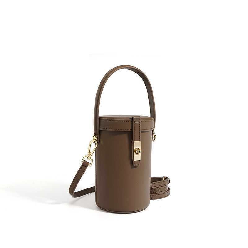 Nine Seven Tote Handbag Genuine Leather Women's Handmade Adjustable Strap Cylinber Crossbody Shoulder Bucket Bags