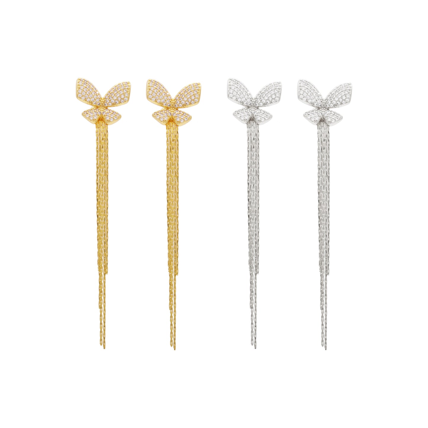 Rhinestone Earrings Dangling for Women Sparkly Dangle Earrings Butterfly Tassel Drop Jewelry
