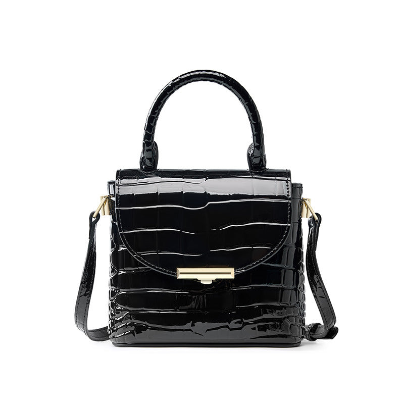 Nine Seven Handbag for Women Handmade Checkered Patent Leather Ladies Crossbody Bag Tote