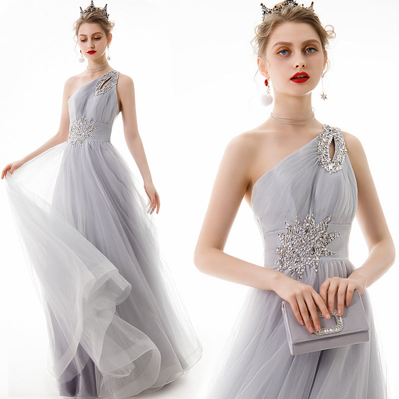 Nine Seven Women's Crystal Appliques Lace Up Evening Party Wedding A-Line Dress