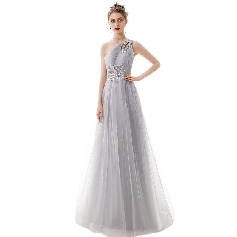Nine Seven Women's Crystal Appliques Lace Up Evening Party Wedding A-Line Dress