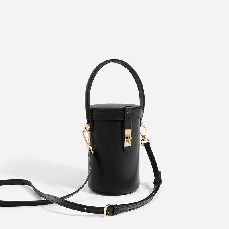 Nine Seven Tote Handbag Genuine Leather Women's Handmade Adjustable Strap Cylinber Crossbody Shoulder Bucket Bags