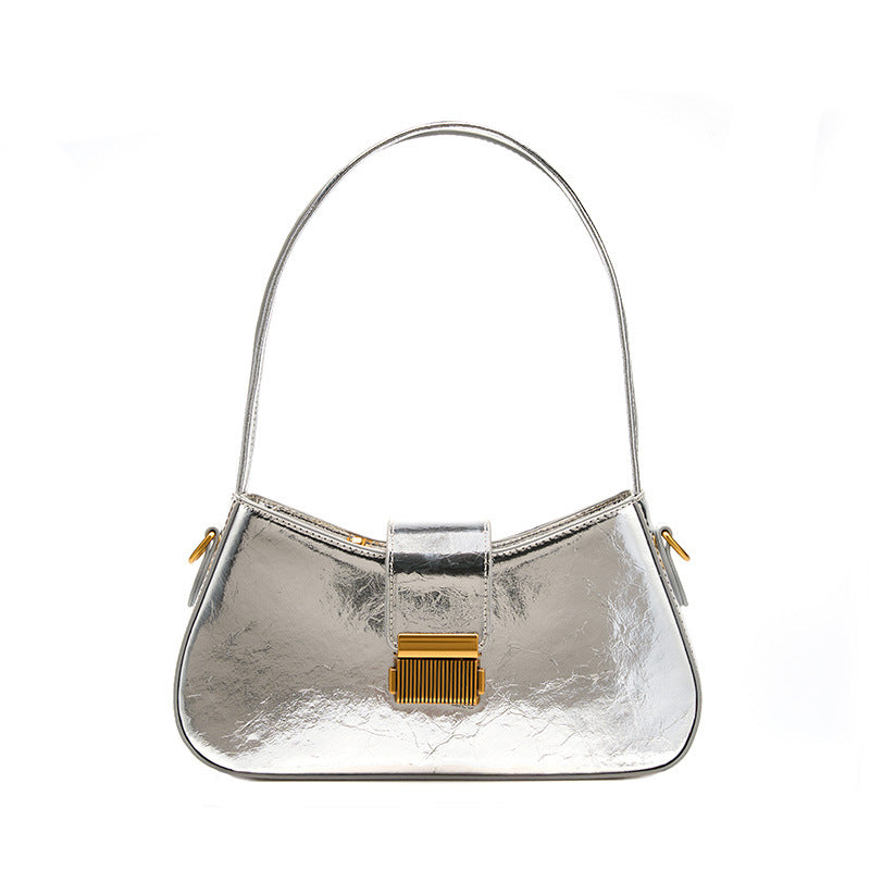 Nine Seven Handmade Genuine Leather Shoulder Bag for Women Silver Black
