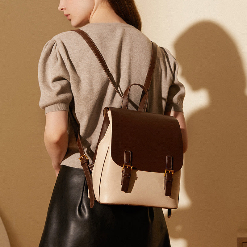 Nine Seven Women's Handmade Genuine Leather Backpack Work School Casual Bag