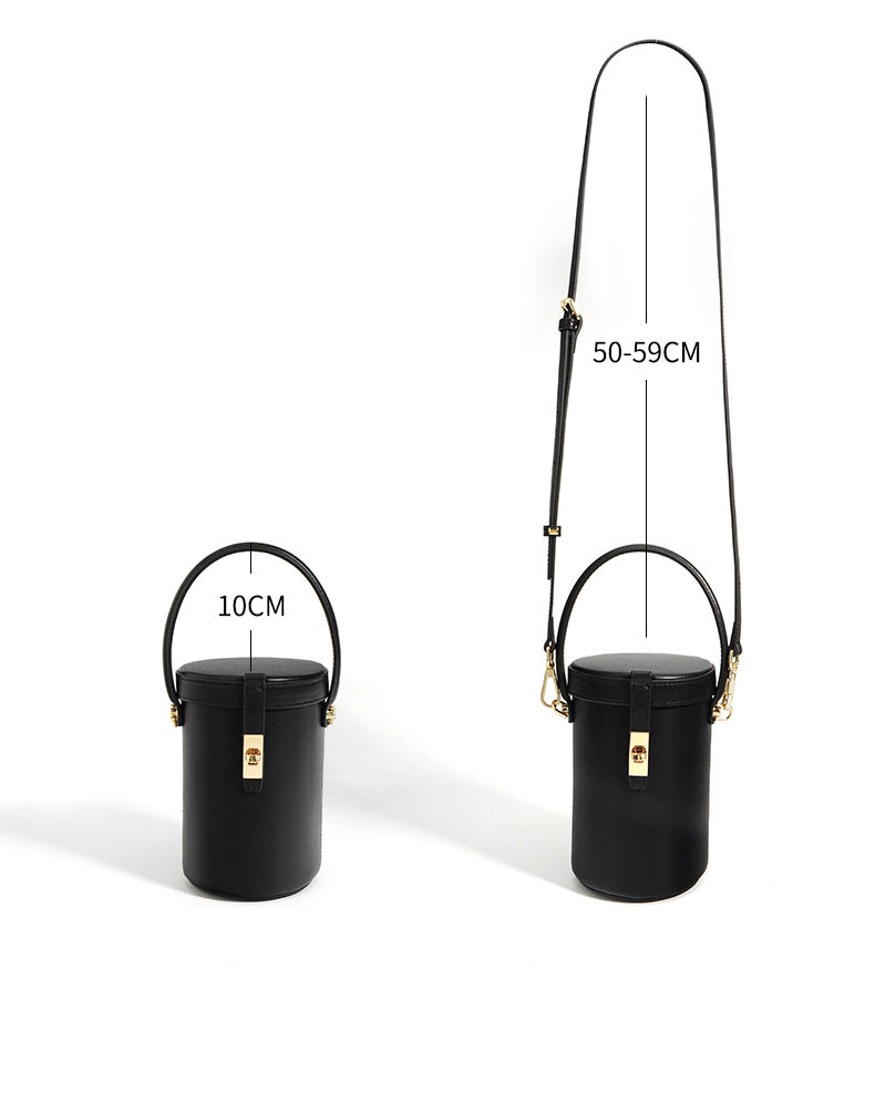 Nine Seven Tote Handbag Genuine Leather Women's Handmade Adjustable Strap Cylinber Crossbody Shoulder Bucket Bags