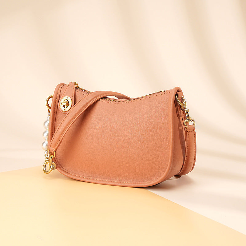 Nine Seven Genuine Leather Women's Handmade Pearls Design Zip Up Shoulder Bags Crossbody Purse