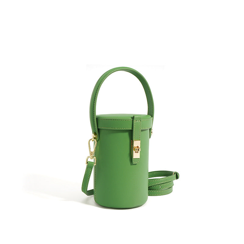 Nine Seven Tote Handbag Genuine Leather Women's Handmade Adjustable Strap Cylinber Crossbody Shoulder Bucket Bags
