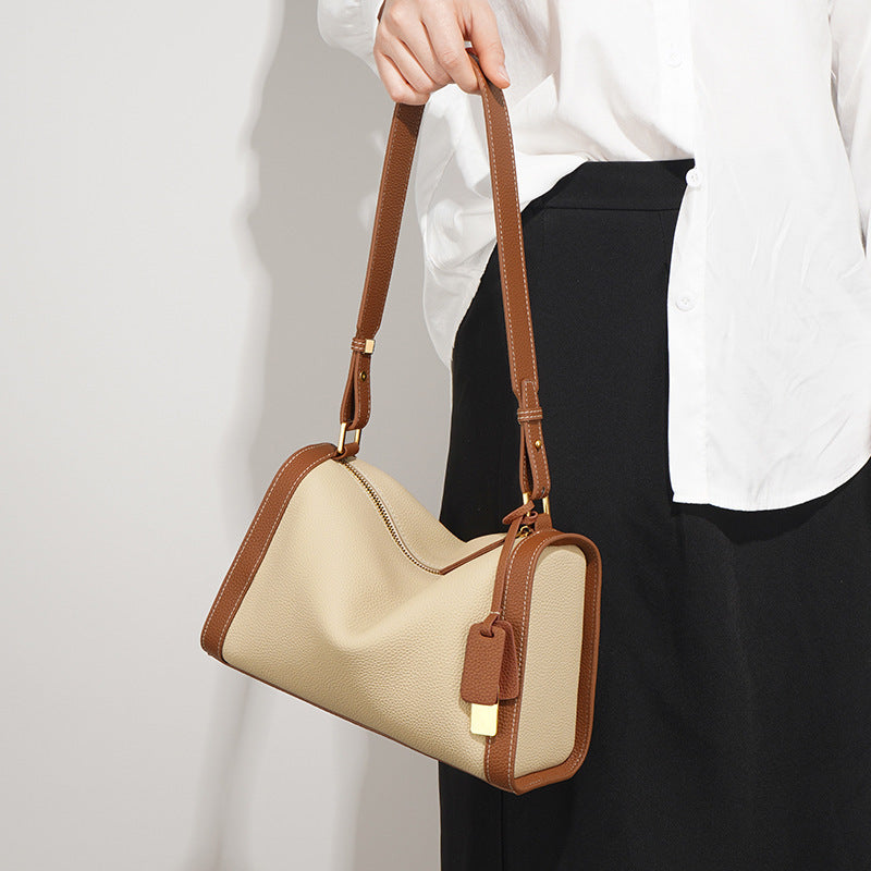 Nine Seven Women's Handmade Genuine Leather Small Shoulder Bag Zip Up Crossbody Handbag