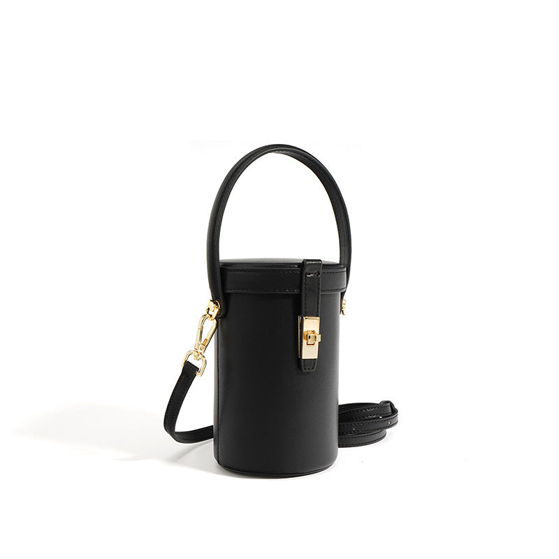 Nine Seven Tote Handbag Genuine Leather Women's Handmade Adjustable Strap Cylinber Crossbody Shoulder Bucket Bags