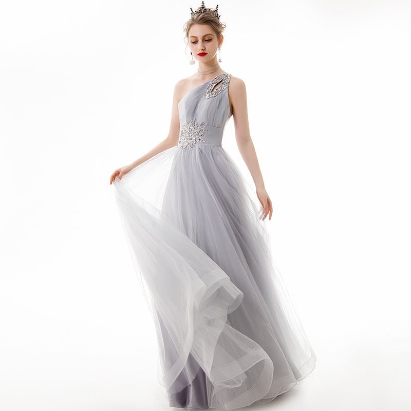 Nine Seven Women's Crystal Appliques Lace Up Evening Party Wedding A-Line Dress