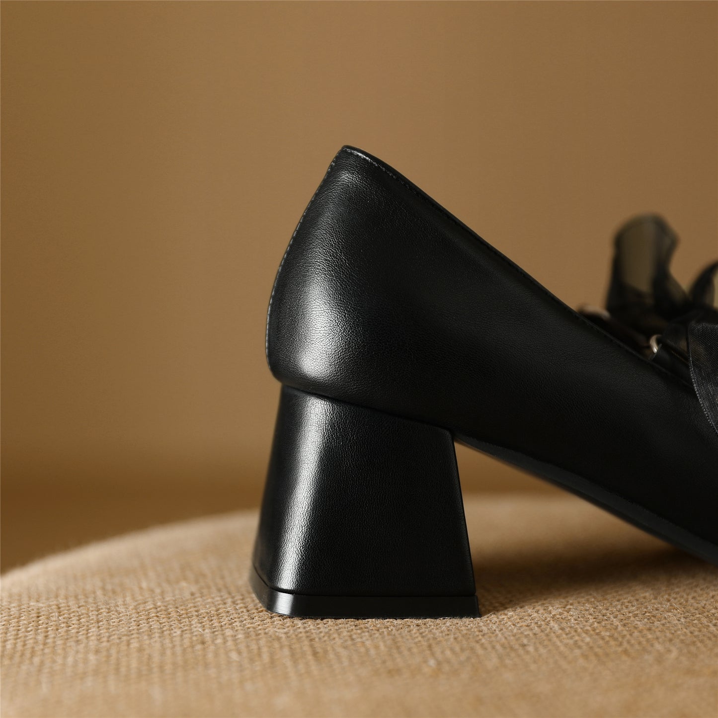 Nine Seven Women's Handmade Bowtie Lace Band Square Toe Comfortable Block Heel Weeding Pumps Shoes