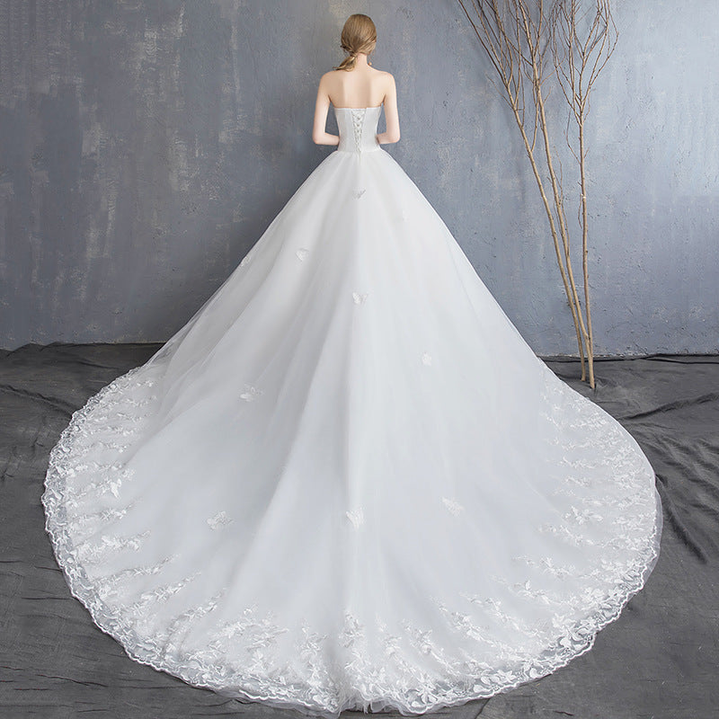 Nine Seven Ruffle Appliques Bridal A-Line Tube Top Princess Wedding Dress