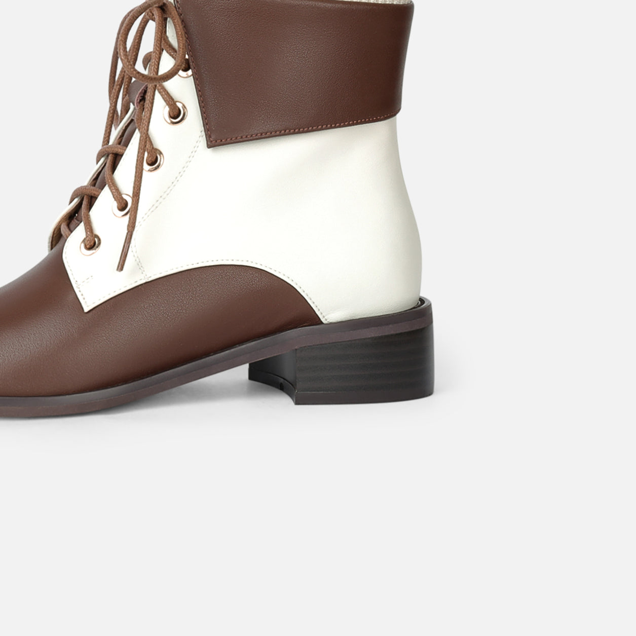 Nine Seven Handmade Women's Genuine Suede Leather Stitching Color Woolen Front Lace Up Round Toe Low Chunky Heel Ankle Boots