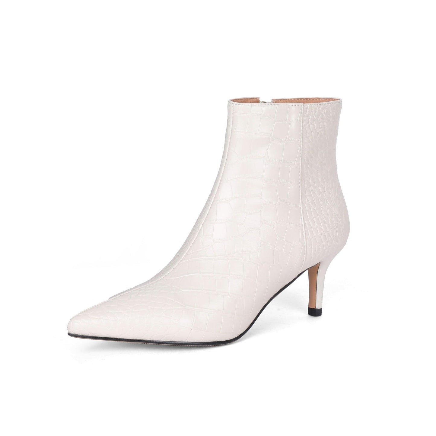 Nine Seven Women's Pointed Toe Genuine Leather Handmade Side Zipper Stiletto Mid Heels Elegant Ankle Boots