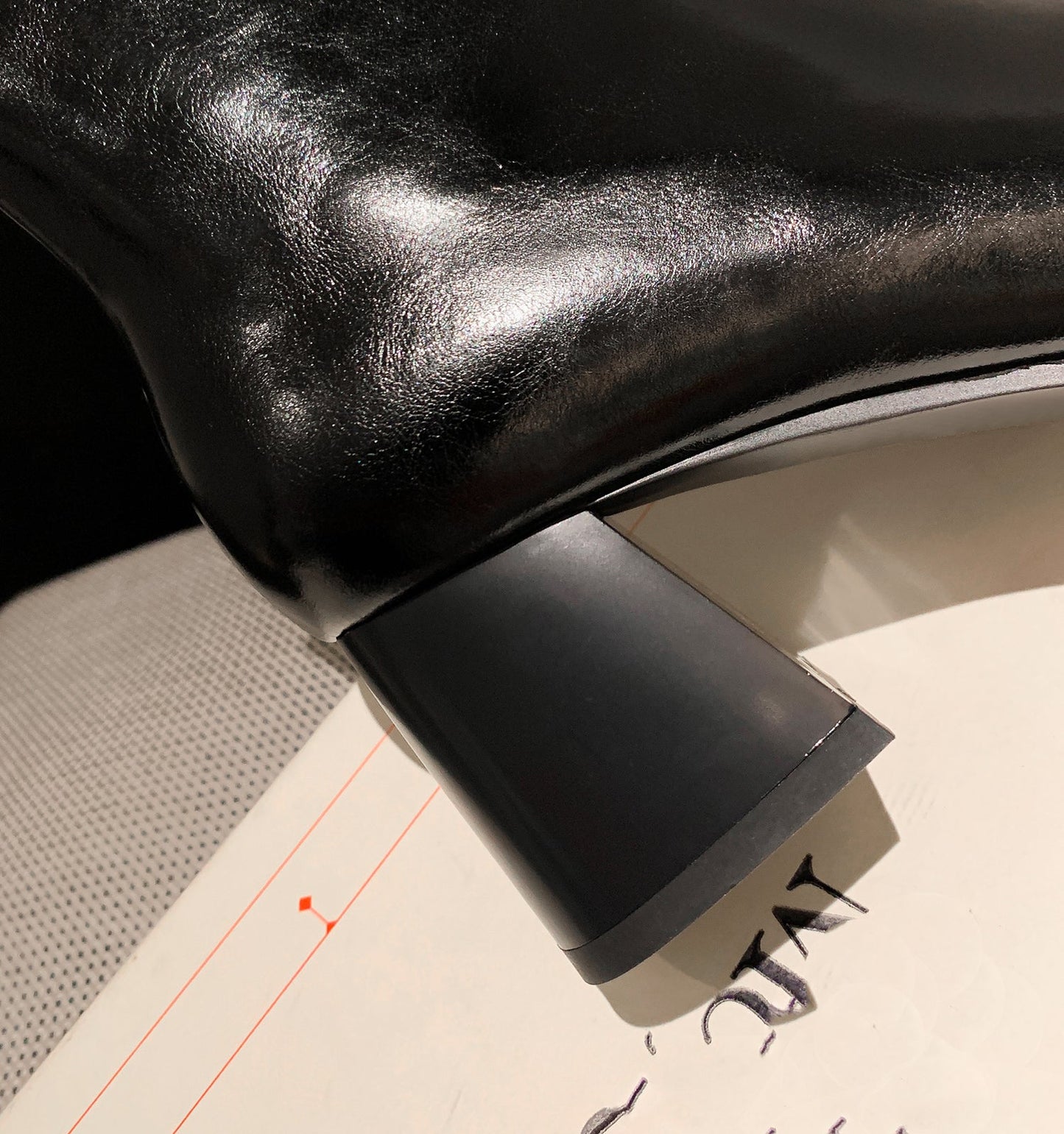 Nine Seven Women's Genuine Leather Square Toe Handmade Zipper Mid Chunky Heels Trendy Mid Calf Boots