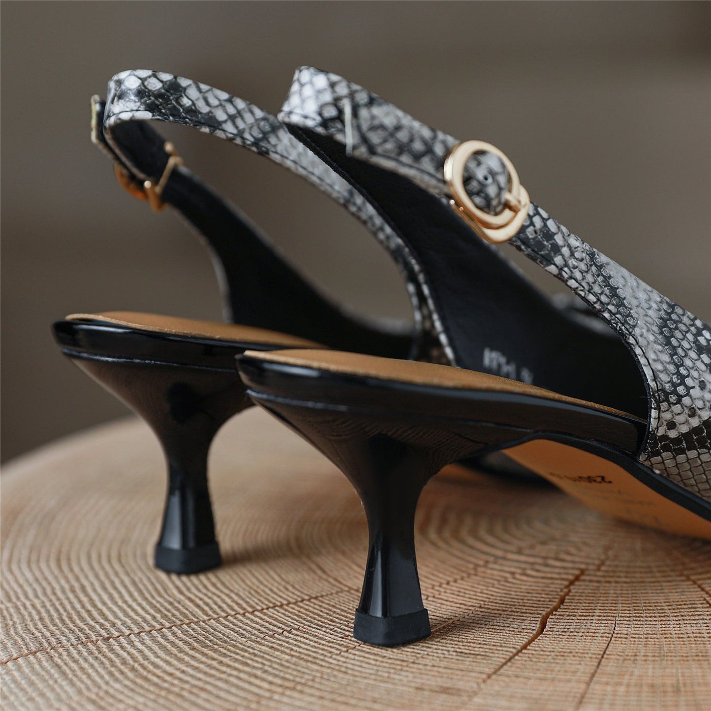Nine Seven Women's Pointed Toe Patent Leather Handmade Buckle Stiletto Heels Chic Slingbacks