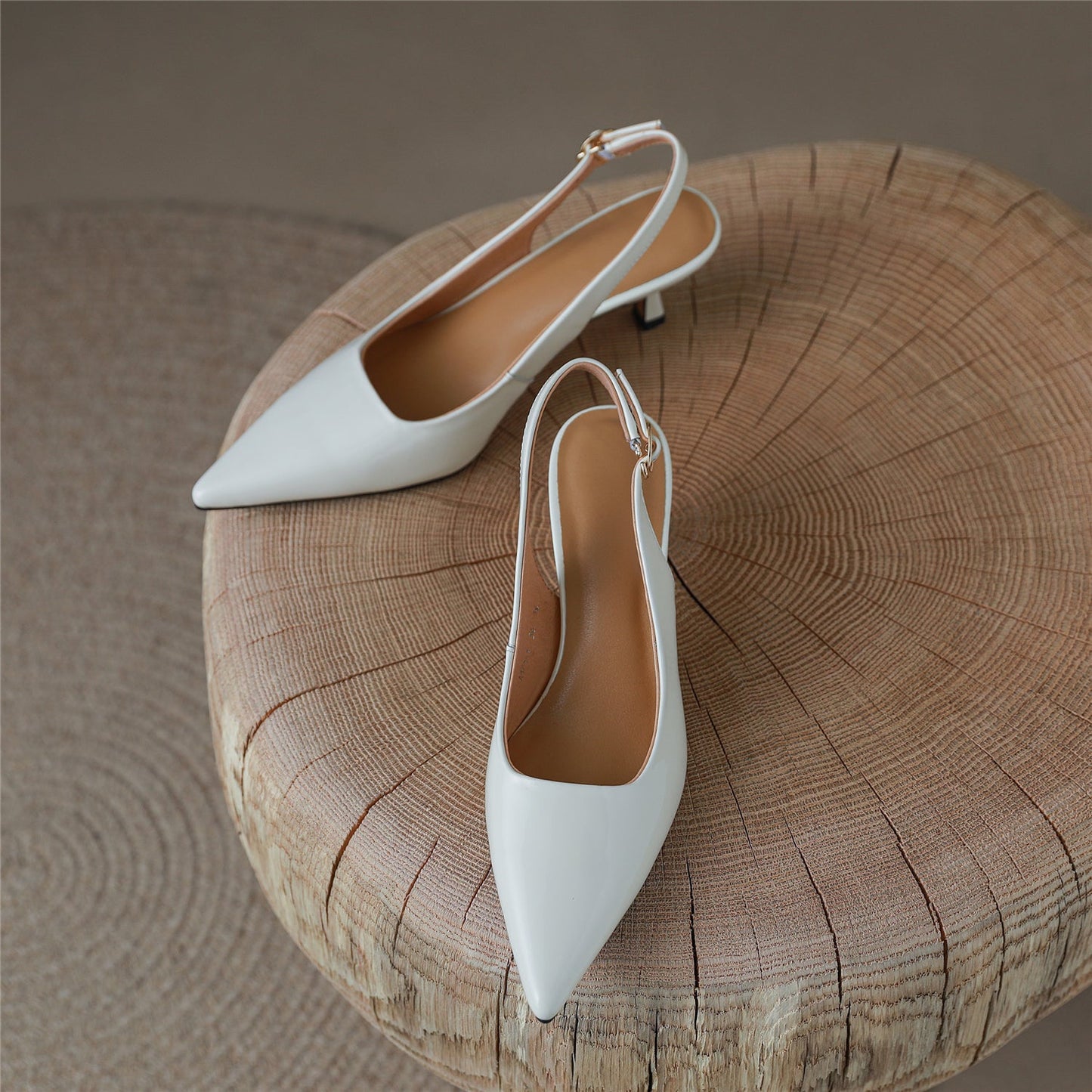 Nine Seven Women's Pointed Toe Patent Leather Handmade Buckle Stiletto Heels Chic Slingbacks