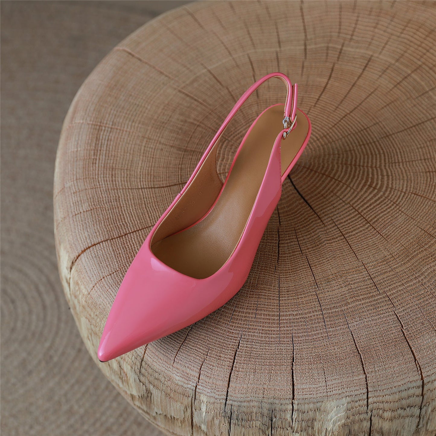 Nine Seven Women's Pointed Toe Patent Leather Handmade Buckle Stiletto Heels Chic Slingbacks