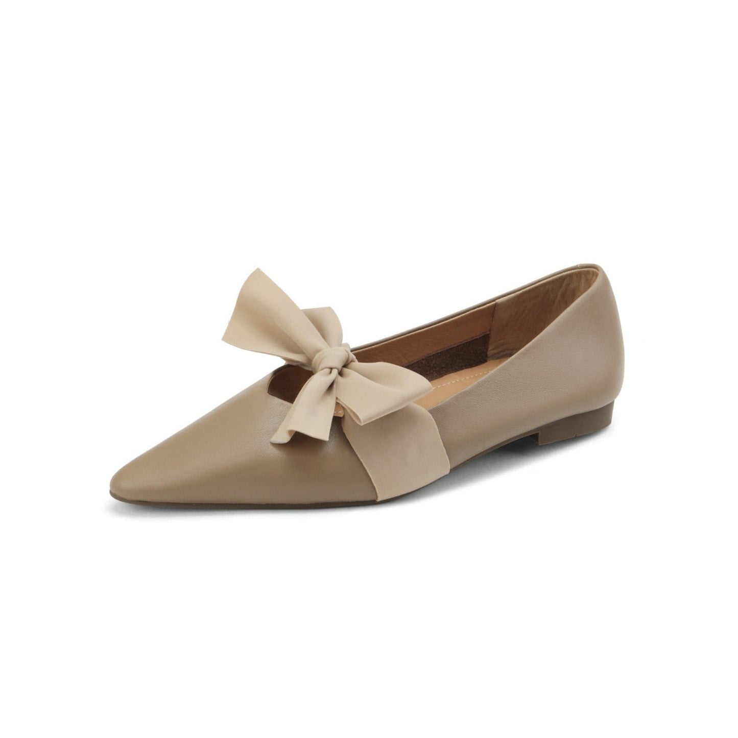 Nine Seven Women's Pointed Toe Genuine Leather Handmade Bowknot Cute Flat Shoes