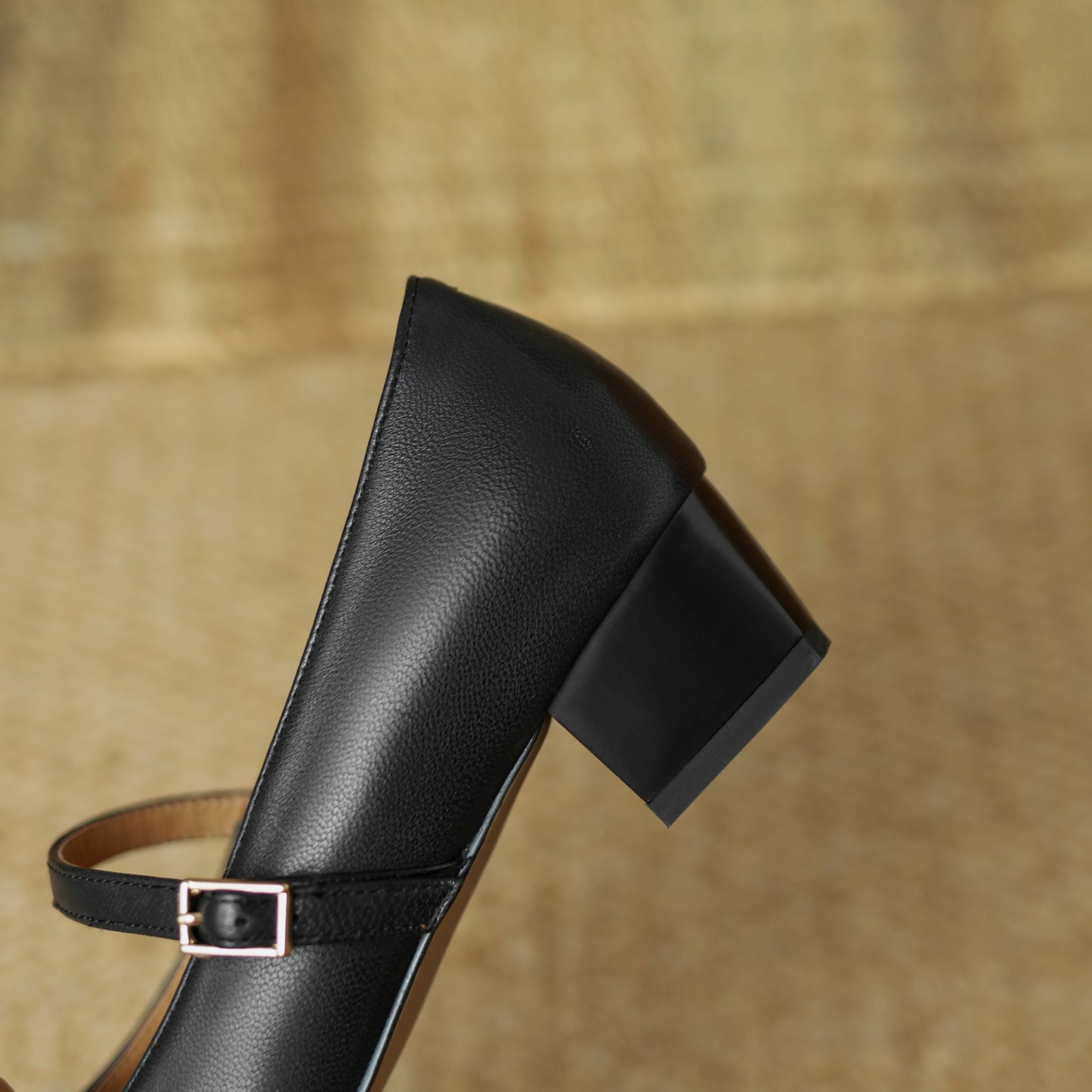 Nine Seven Women's Genuine Leather Handmade Square Toe Mid Heel Buckle Mary Jane Dress Pumps