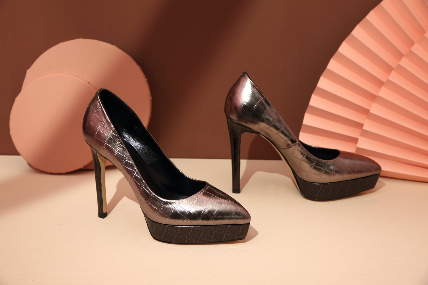 Nine Seven Leather Women's Handmade Pointed Toe Stiletto High Heel Slip On Stylish Platform Pump Shoes