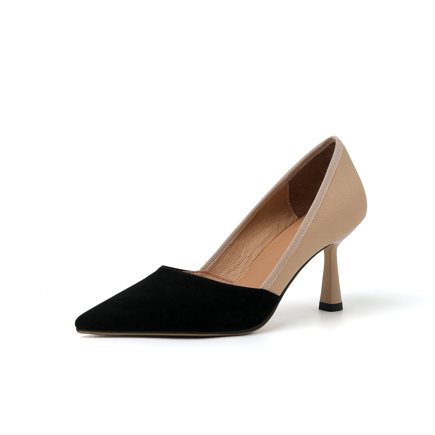 Nine Seven Women's Handmade Assorted Leather Pointed Toe Kitten Heel Slip On Elegant Pumps