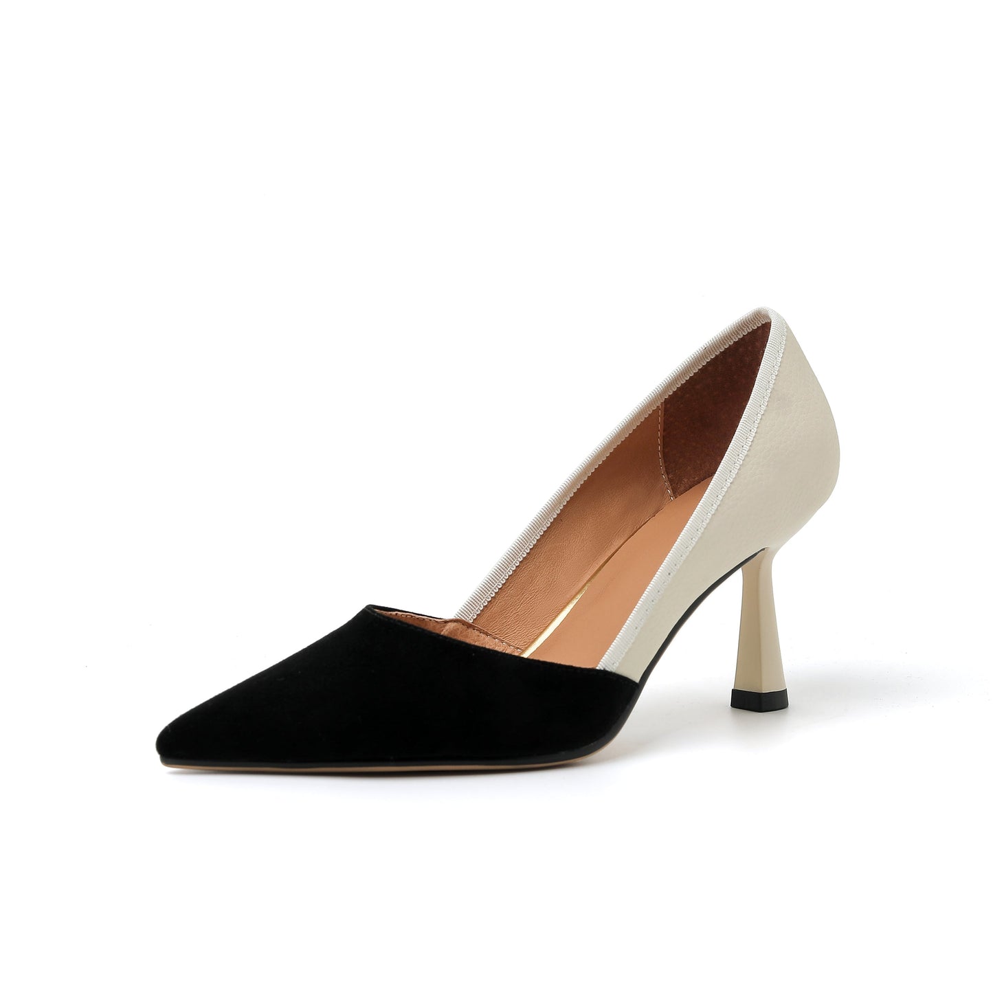 Nine Seven Women's Handmade Assorted Leather Pointed Toe Kitten Heel Slip On Elegant Pumps