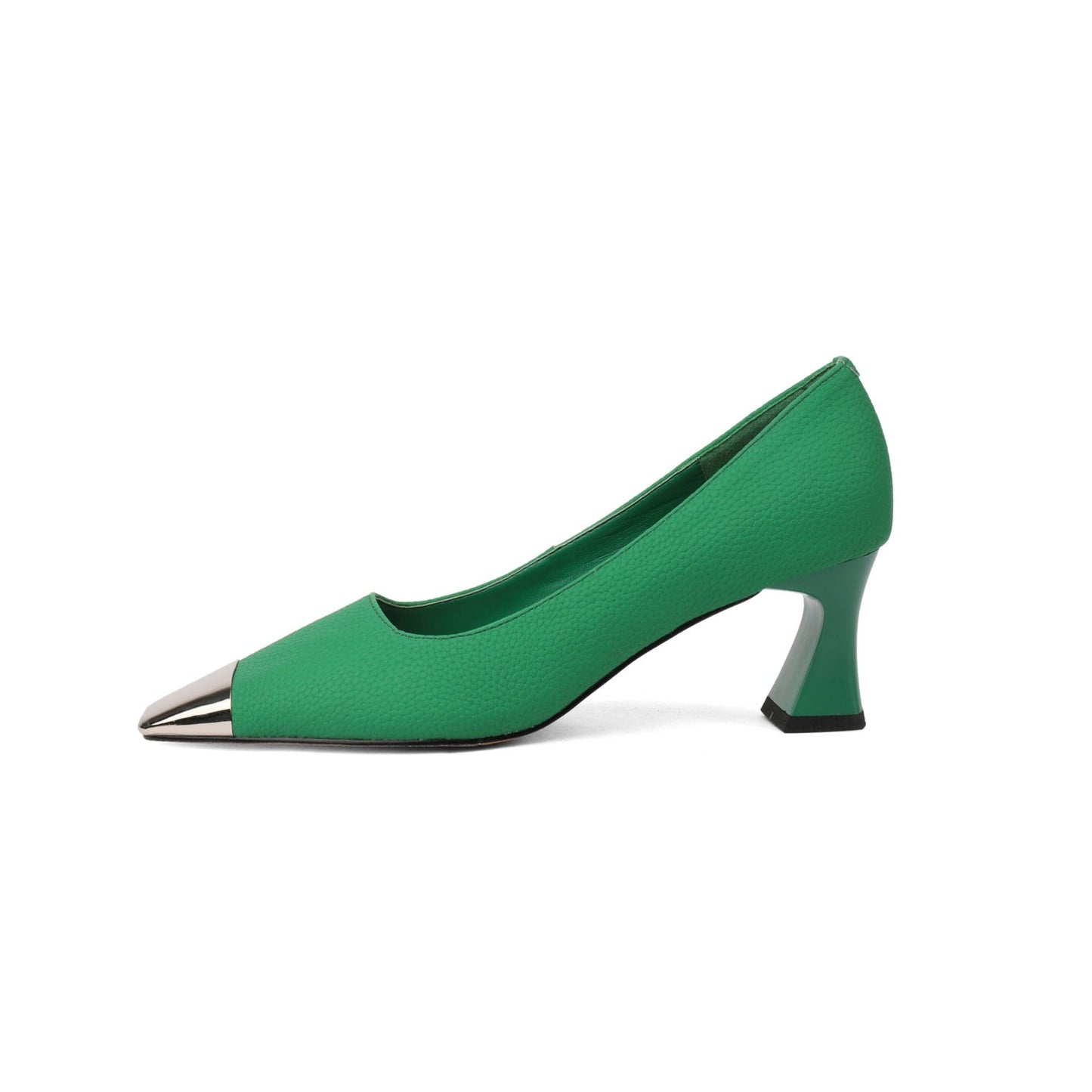 Nine Seven Women's Genuine Leather Handmade Cap-Toe Spool Heel Slip On Loafer Pumps Shoes