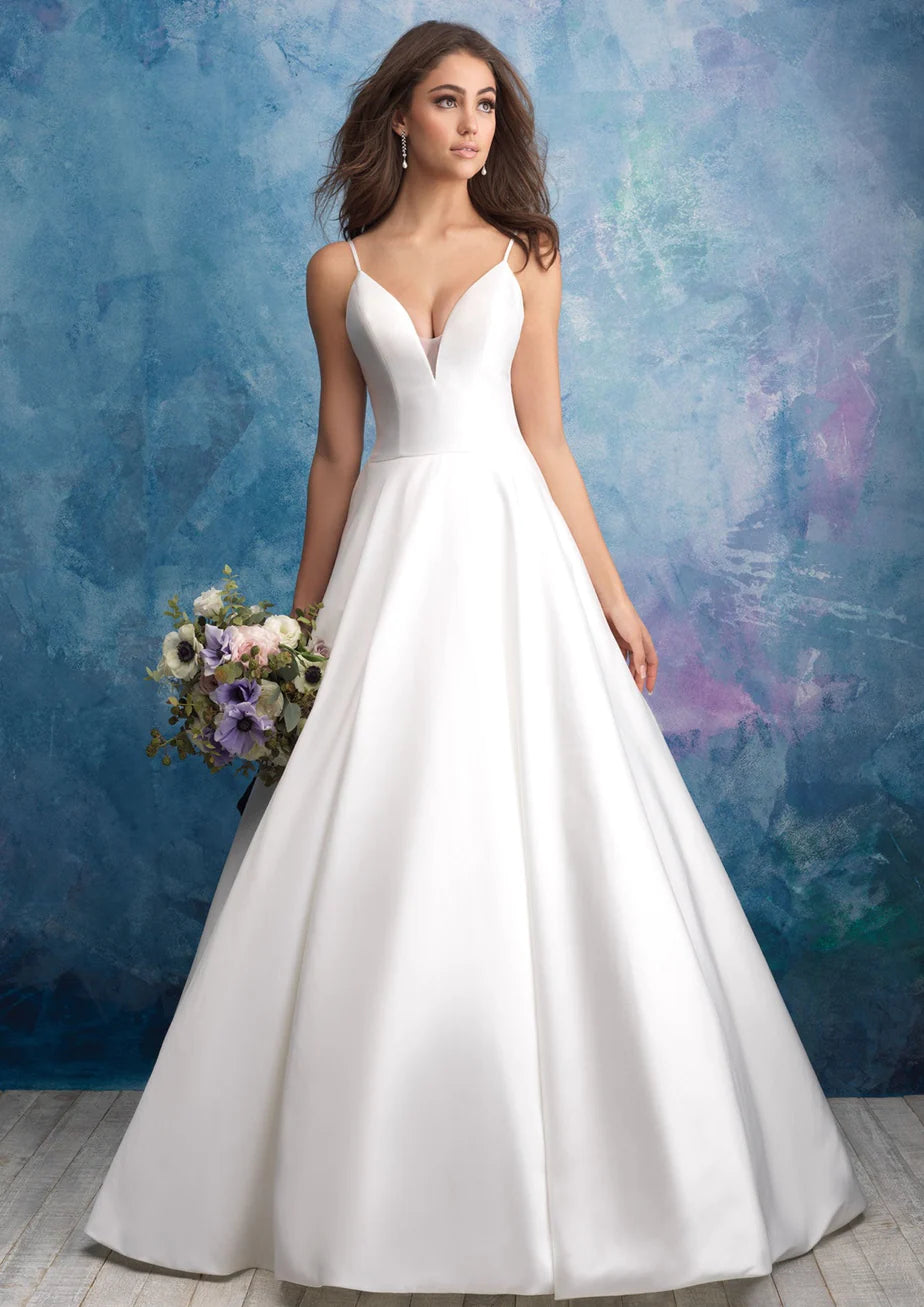 Nine Seven Spaghetti Straps V-Neck Sleeveless Deep V Back A-Line Wedding Dress Customization