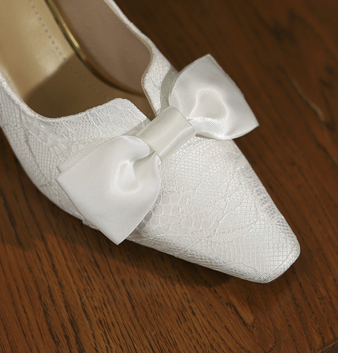 Handmade Women's Satin Bowknot Slip On Stiletto Heel Bridal Weeding Pumps Shoes