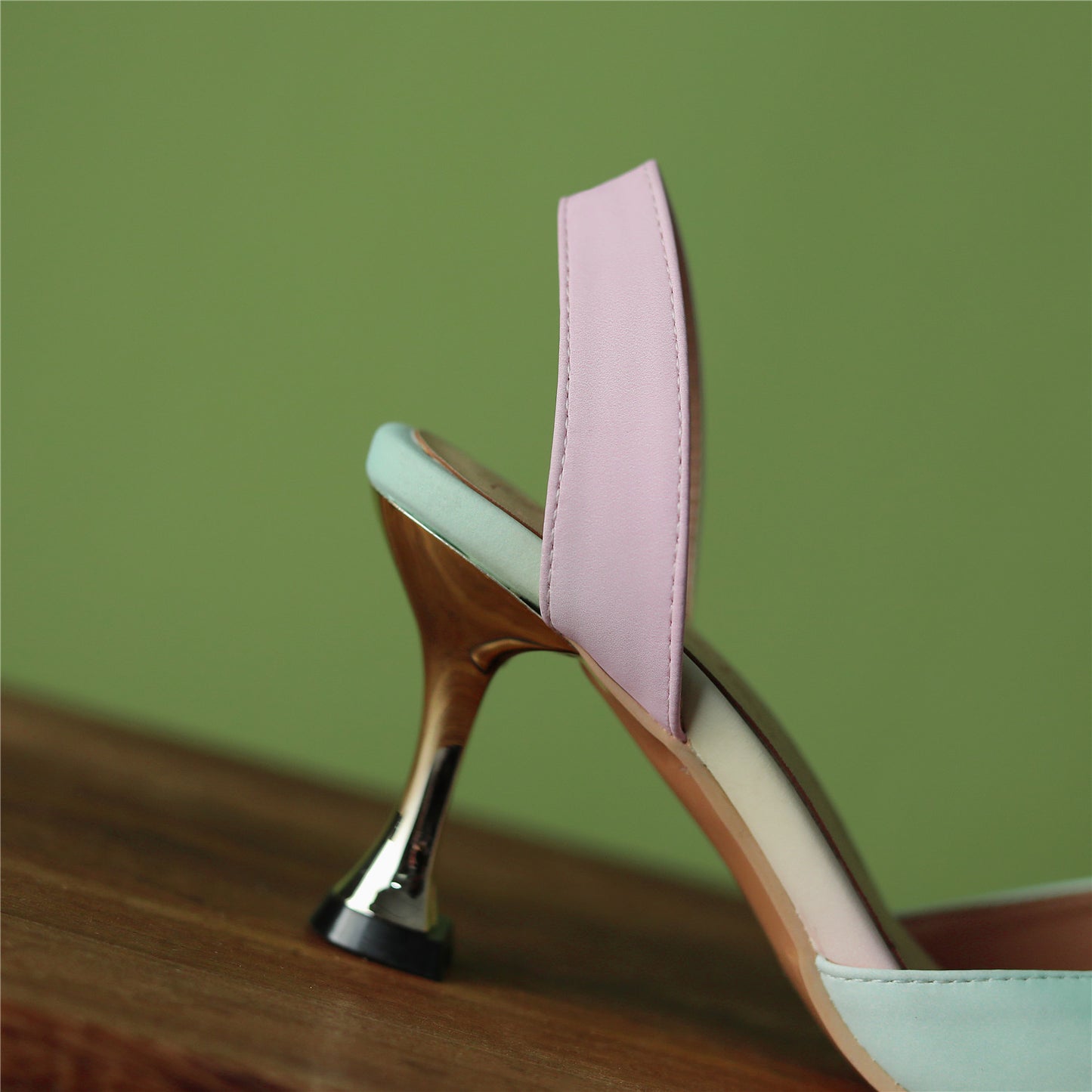 Graduated Colors Handmade Women's Pointed Toe High Heel Slingback Sandal Shoes