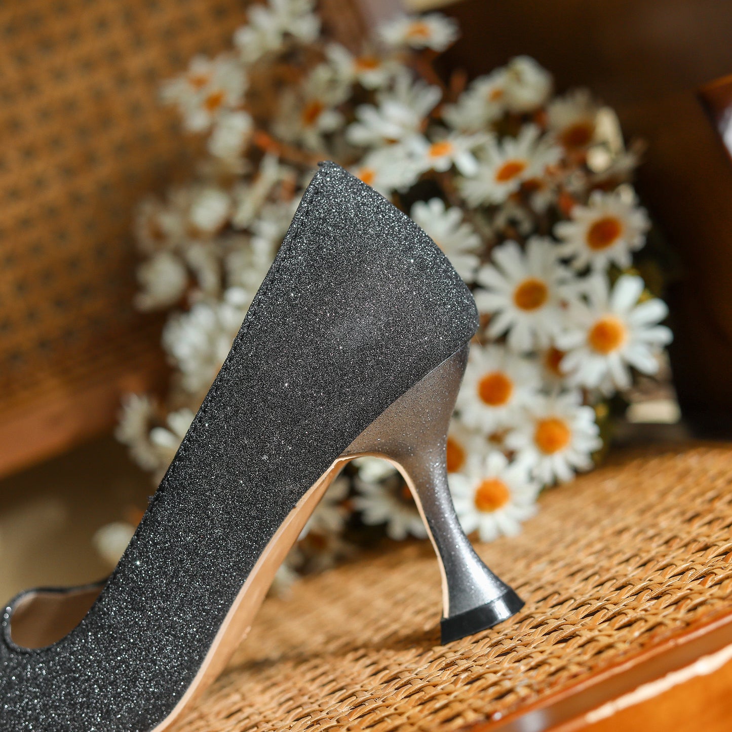 Nine Seven Women's Handmade Pointed Toe Glitter Stileto Heel Party Wedding Loafer Pumps Shoes