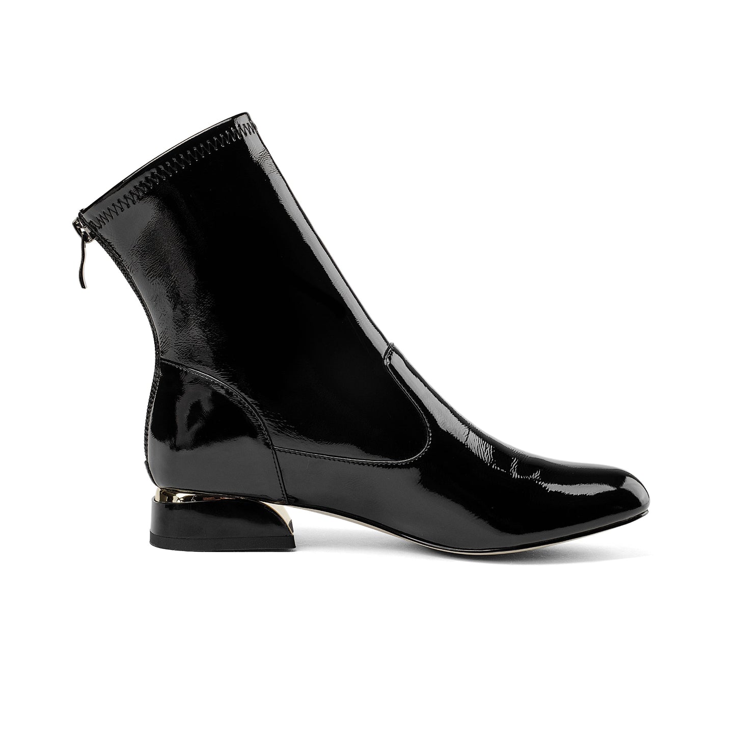 Nine Seven Women's Handmade Patent Leather Round Toe Comfort Flat Stylish Back Zipper Ankle Boots