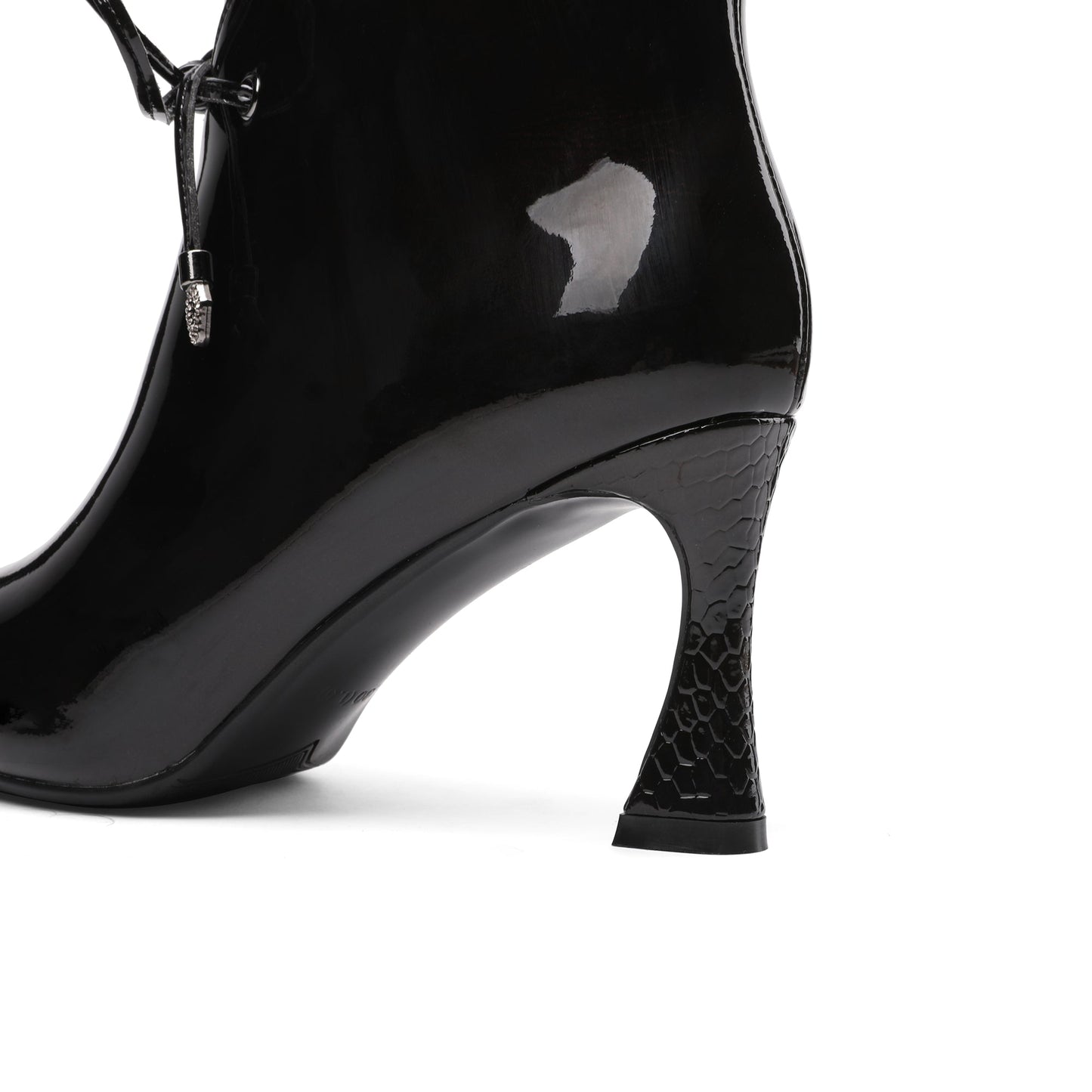 Nine Seven Women's Patent Leather Stylish Pointed-Toe Zip Up Stiletto High Heel Handmade Ankle Boots with Bowknot