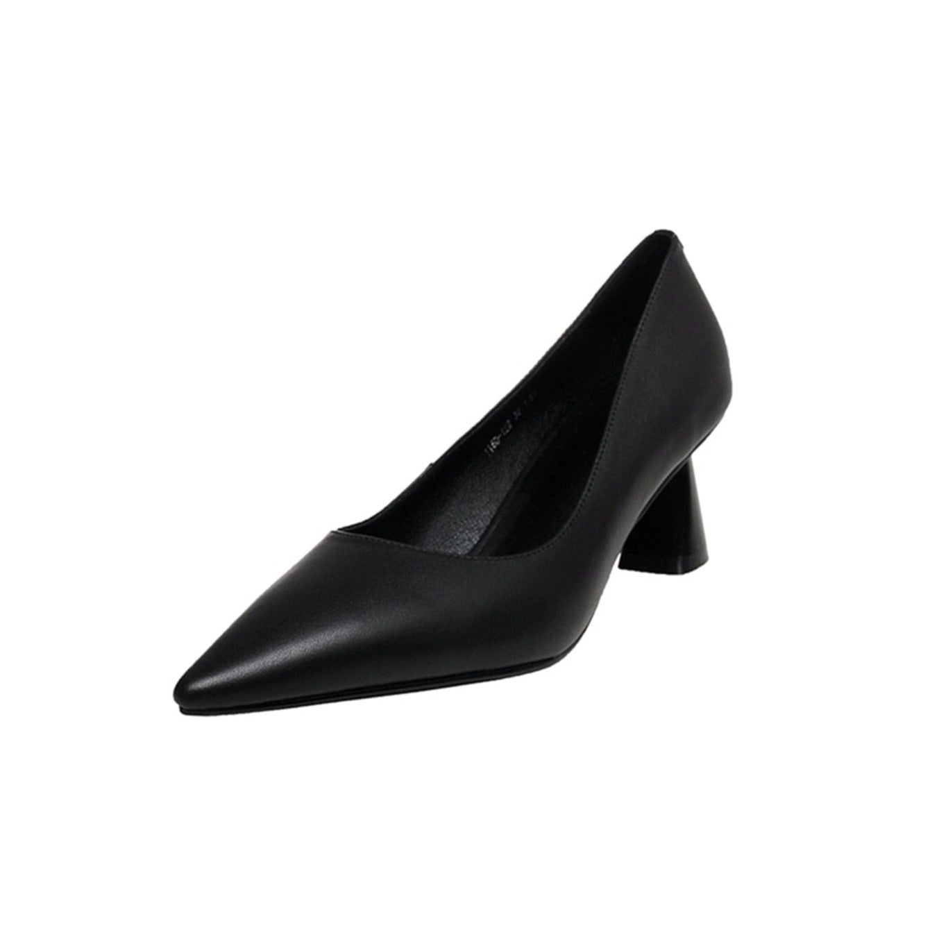 Nine Seven Women's Handmade Genuine Leather Pointed Toe Mid Heel Office Lady Slip On Pumps Shoes