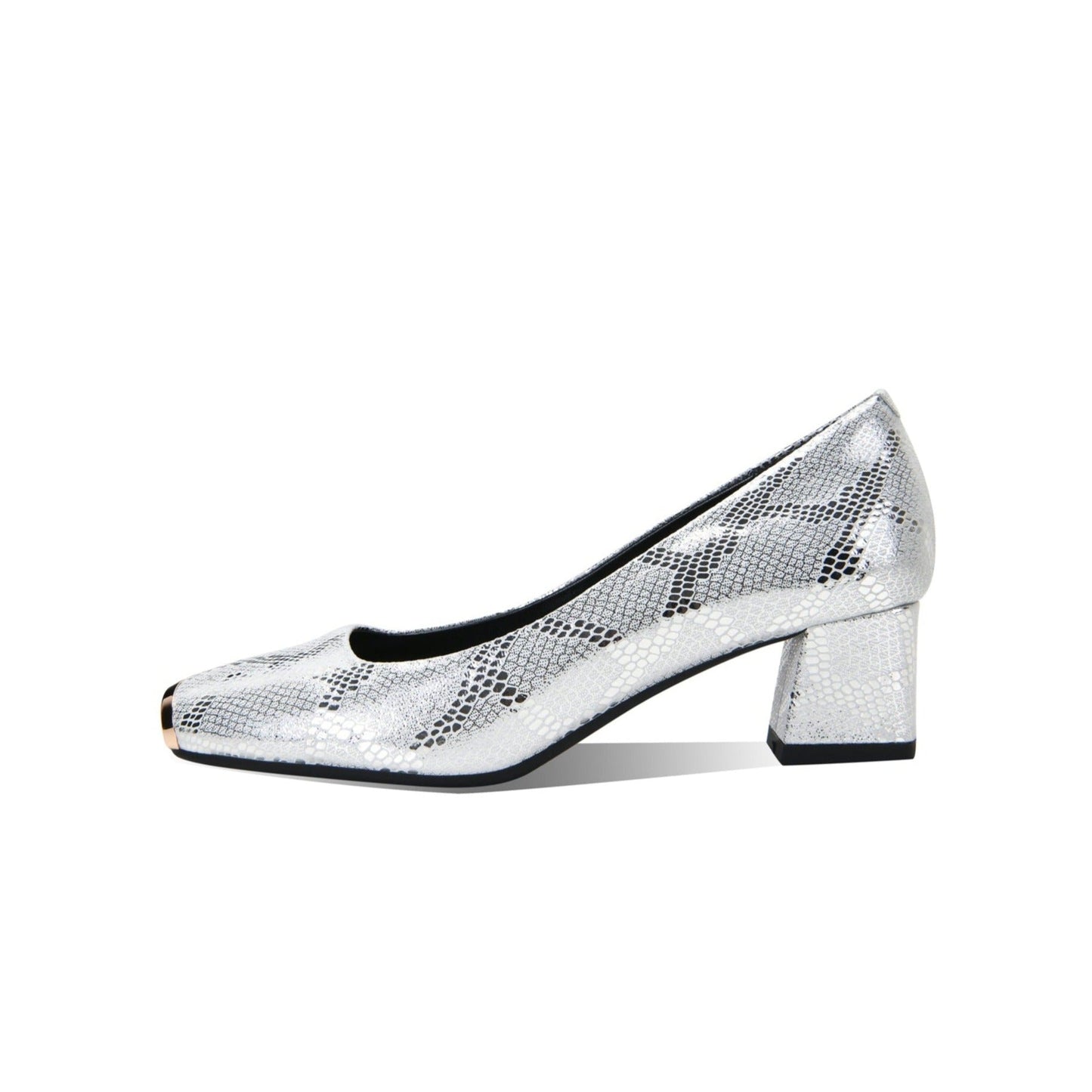 Nine Seven Women's Genuine Leather Handmade Square Toe Low Block Heels Stylish Loafers Shoes