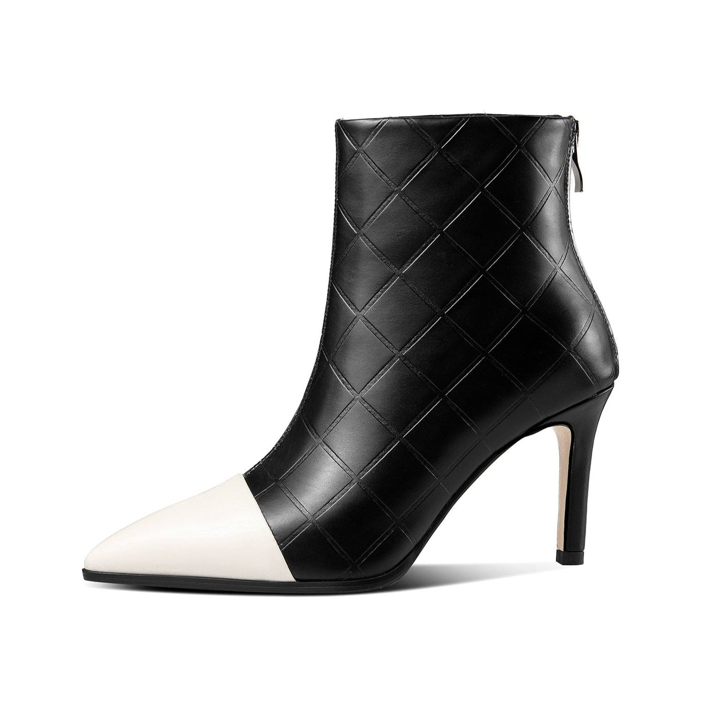 Genuine Leather Women's Handmade Assorted Colors Pointed Toe Stiletto Heel Back Zipper Ankle Boots