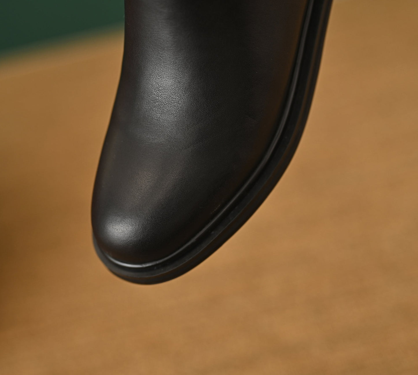 Nine Seven Women's Genuine Leather Round Toe Handmade Side Zipper Low Chunky Heels Trendy Knee High Boots